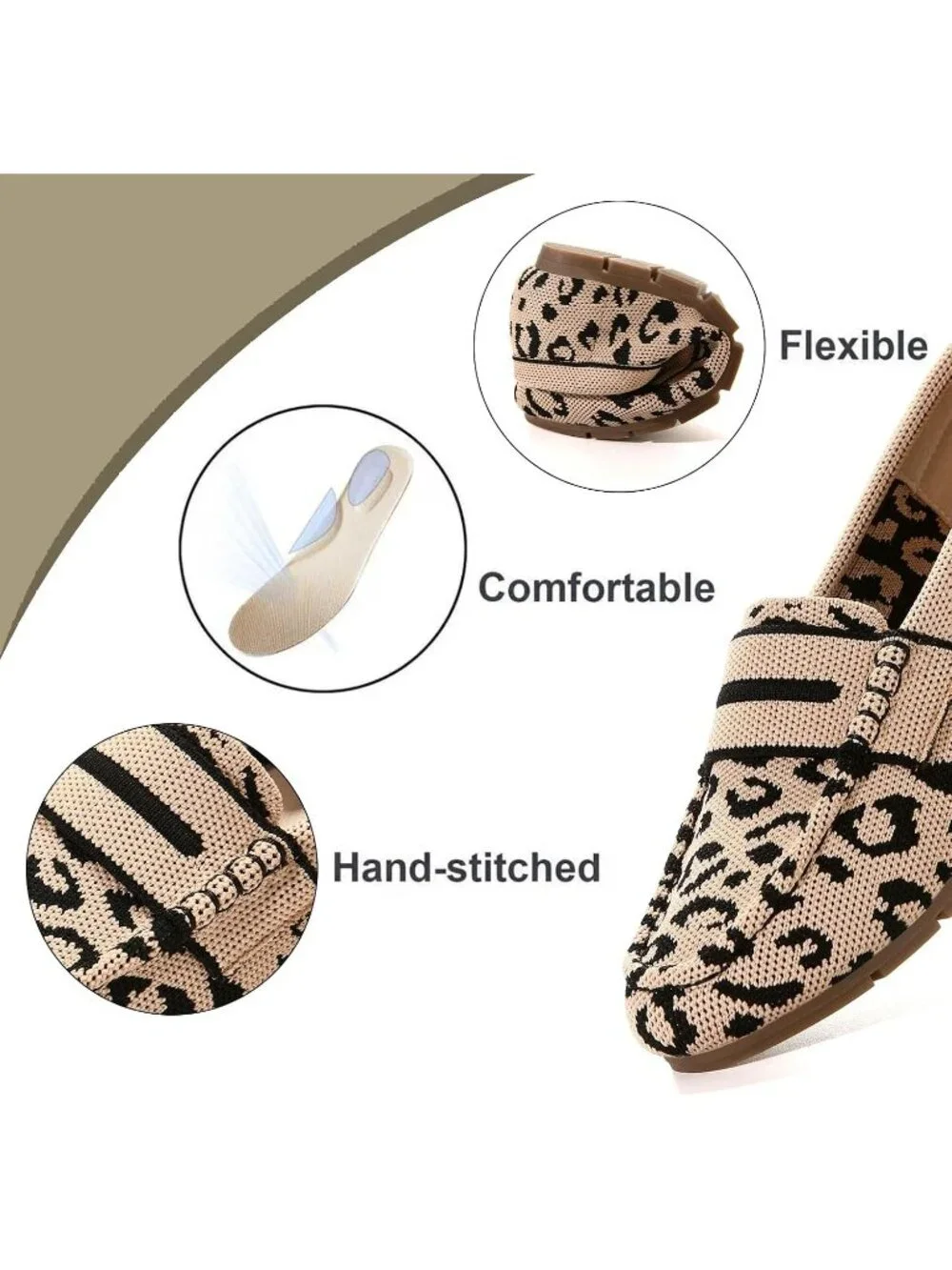 Women's Leopard Mesh Comfortable Slip on Dressy Casual Walking Loafer Flat Shoes